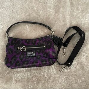 Coach Poppy Y2K Convertible Purple Glitter Ocelot Cross-Body Shoulder Bag